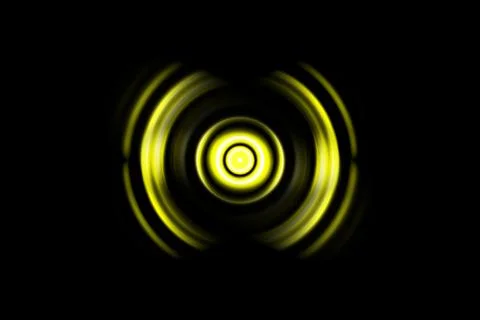 Abstract light yellow ring with sound waves oscillating background Stock Illustration
