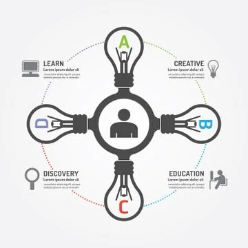 Abstract lightbulb infographic template digital design.vector illustration Stock Illustration