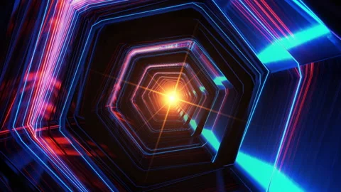 Abstract Lighten and Colored Loop Tunnel Stock Footage 154241108