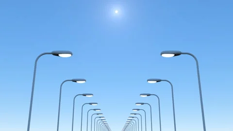 Abstract lighting. The camera quickly moves between two rows of burning lanterns Stock Footage 129590751