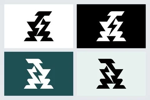 Abstract Lightning Bolt Letter Z Logo Design Illustrazione stock