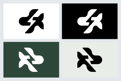 Abstract Lightning Bolt Logo Symbol Set Stock-Illustration