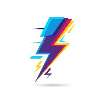 Abstract Lightning Bolt with Speed Lines Stock Illustration