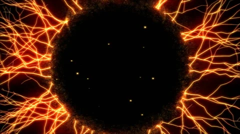 Abstract Lightning Circle, Growing Branches - Red Stock Footage 46389013