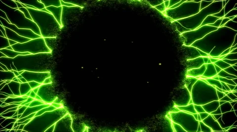 Abstract Lightning Circle, Growing Branches - Green Stockbeeldmateriaal 46389855