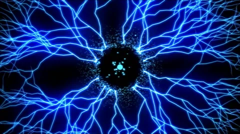 Abstract Lightning Circle, Growing Branches - Blue Stock Footage 46393840