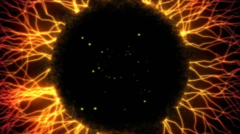Abstract Lightning Circle, Growing Branches - Yellow Stock Footage 46395827