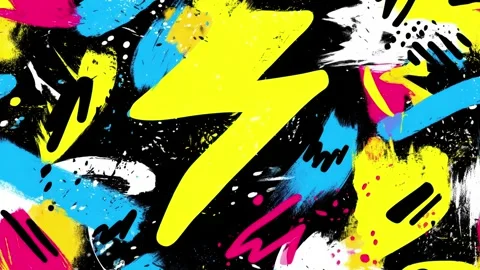 Abstract Lightning Graffiti Background With Yellow Bolt on Black 스톡 동영상 315539134
