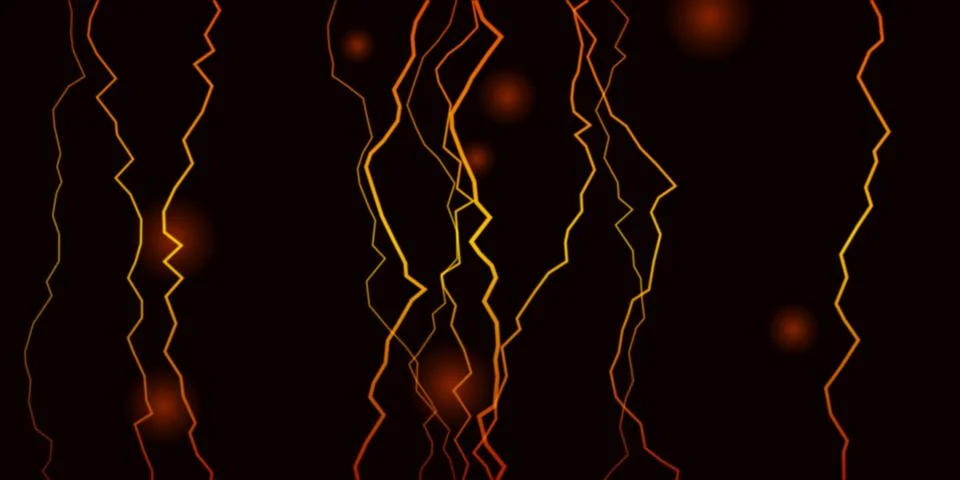 Abstract lightning lines with glowing particles on black Stock Illustration