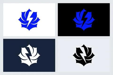Abstract Lightning Lotus Logo Design Set Illustrazione stock