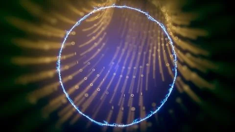 Abstract lightning ring journey through futuristic HUD tunnel of glowing data Stock Illustration