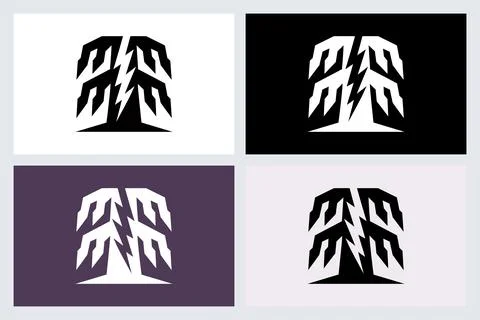 Abstract Lightning Tree Icon Set Stock Illustration