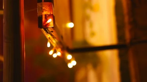 Abstract lights background. Colourful festoons, New Year, neon Stock Footage 88769816
