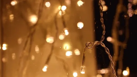 Abstract lights background. LED Lighting, Colourful festoons, New Year Video stock 89694295