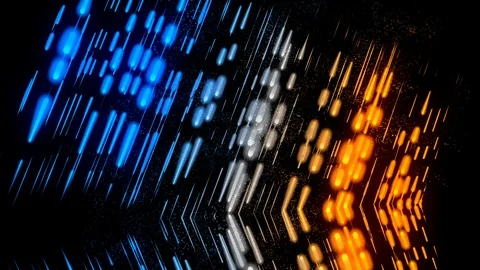 Abstract Lights with dancing particles motion background loop blue and orange Video stock 118388796
