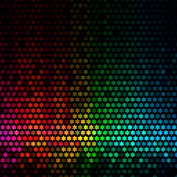 Abstract lights disco background. Multicolor star pixel mosaic vector Stock Illustration
