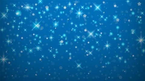 Abstract lights snowflake on blue background, Christmas background Stock Illustration