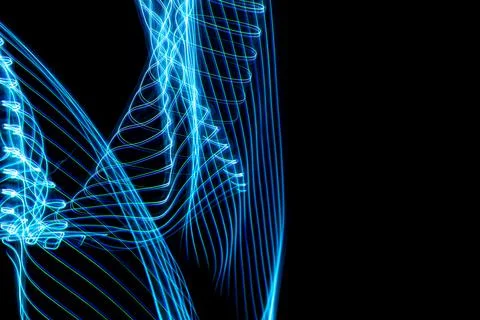 Abstract lights with three-dimensional shapes. Futuristic effect with lights. Stock Illustration