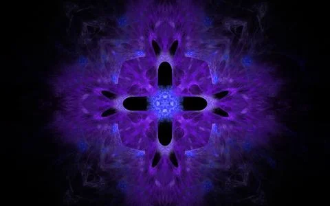 Abstract lilac flower with blue patterns on a black background for use in web Stock Illustration