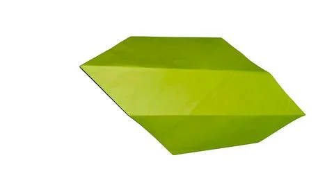 Abstract lime green folded paper structure isolated on transparent background Stock Photos