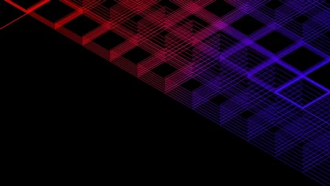 Abstract line 3D virtual isometric square lighting moving, Blockchain Video stock 107637337