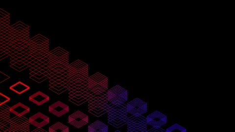 Abstract line 3D virtual isometric square lighting moving, Blockchain Video stock 107644331