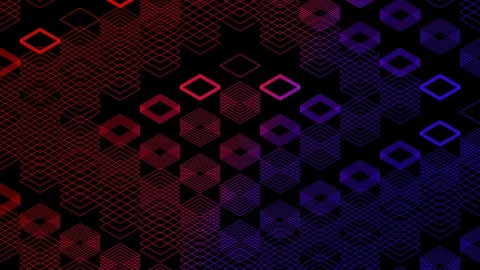 Abstract line 3D virtual isometric square lighting moving, Blockchain 動画素材 107701112