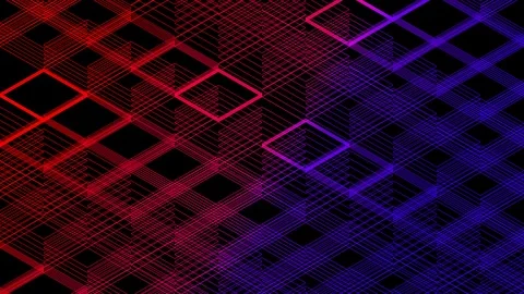 Abstract line 3D virtual isometric square lighting moving, Blockchain Video stock 107762431