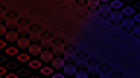 Abstract line 3D virtual isometric square lighting moving, Blockchain Stock Footage 107808453