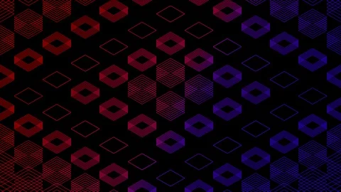 Abstract line 3D virtual isometric square lighting moving, Blockchain Video stock 107817615