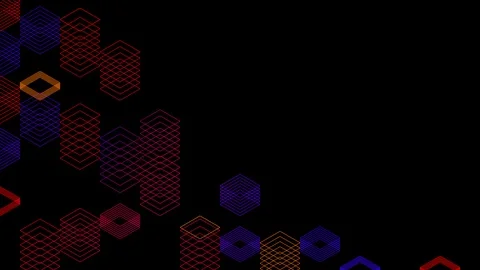 Abstract line 3D virtual isometric square lighting moving, Blockchain technol Stock Footage 107853000