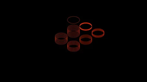 Abstract line 3D virtual isometric circle lighting moving, Technology network Video stock 107987416