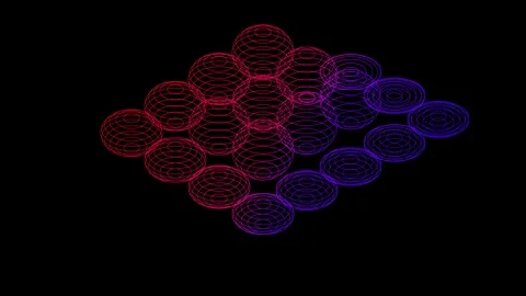 Abstract line 3D virtual isometric sphere lighting moving, Technology network Stock Footage 108521867