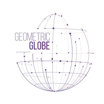 Abstract Line and dots Globe Design, Vector illustration isolated on white ba Stock Illustration