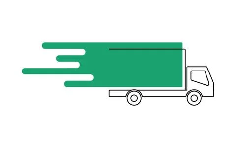 Abstract line and flat vector of speedy delivery van isolated on background Stock Illustration