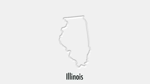 Abstract line animation Illinois State of USA on hexagon style. Illinois state Stock Footage 161206759