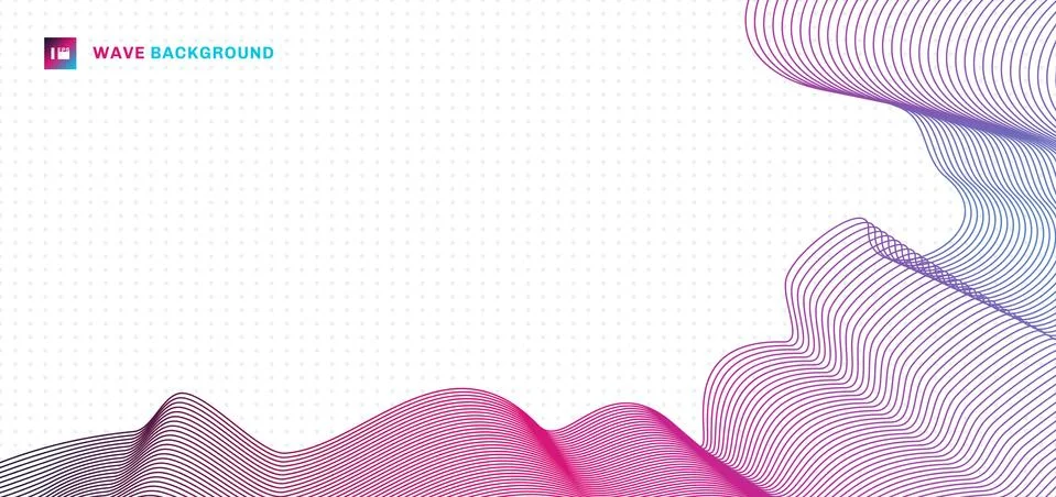 Abstract line art design pattern on ripple wave curve vibrant gradient color Stock Illustration