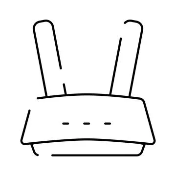 Abstract line art drawing representing wireless router concept Stock Illustration