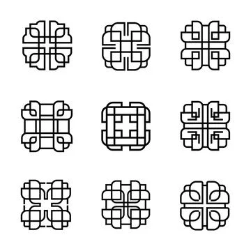 Abstract Line Art Emblem Design Element Vector Stock Illustration