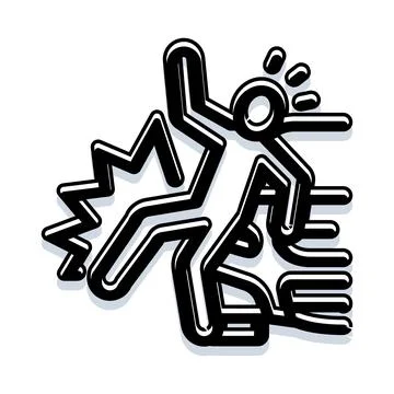 Abstract line art figure with exploding head concept Stock Illustration