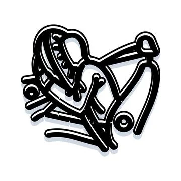 Abstract line art heart shape doodle design Stock Illustration