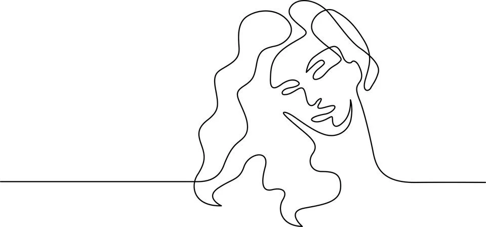 Abstract line art portrait Vector Illustrazione stock