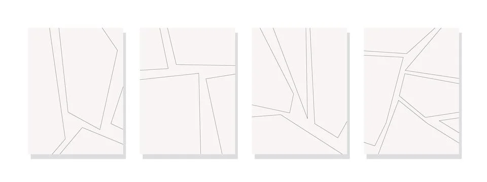 Abstract line art set featuring aesthetic shapes, perfect for wall decor, p.. Stock Illustration