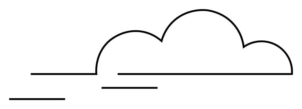 Abstract Line Art of Simplified Cloud with Horizontal Lines Stock Illustration