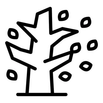 Abstract line art tree with falling leaves イラスト素材