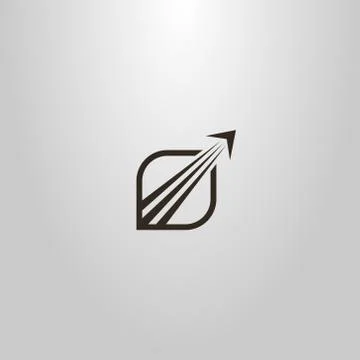 Abstract line art vector sign of taking off airplane in a leaf frame 스톡 일러스트