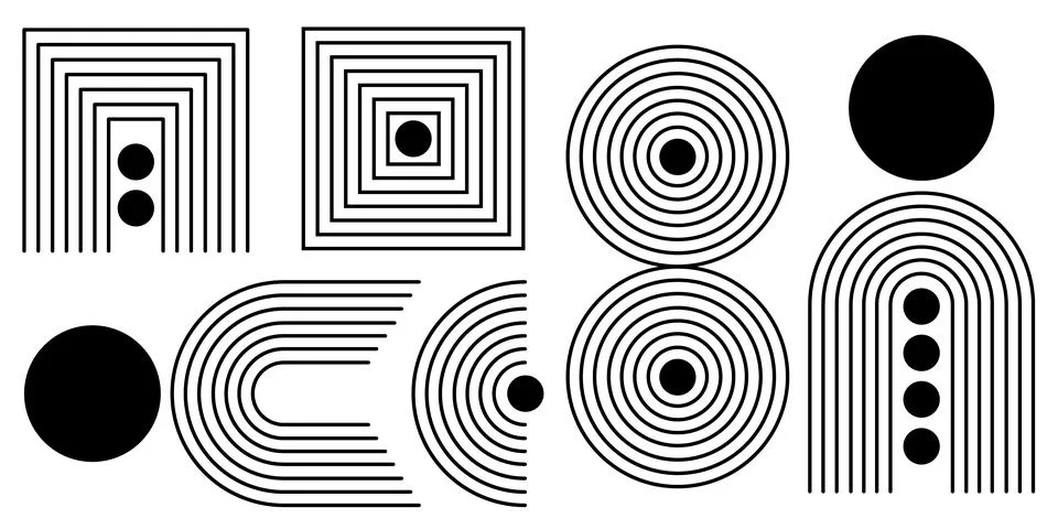 Abstract line compositions with arch Stock Illustration