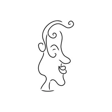 Abstract line drawing of human face. Illustrazione stock