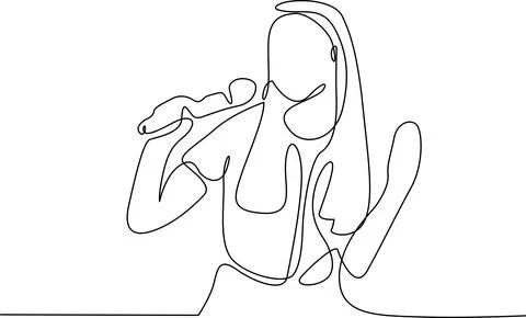 Abstract line drawing of two intertwined human figures in a thoughtful pose.. Stock Illustration