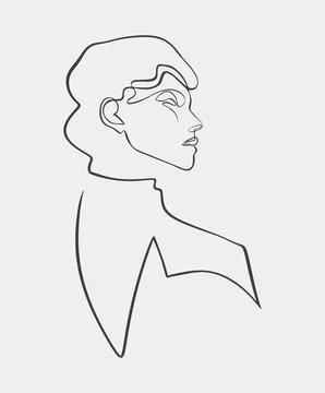 Abstract line drawing of woman's side profile Stock Illustration